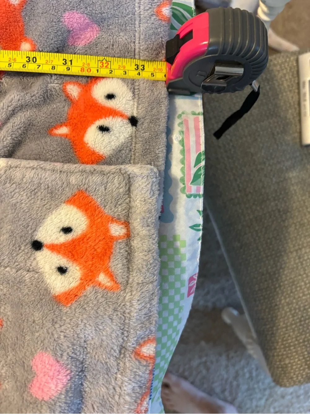 Teens hooded Fox Plush Robe in Gray, Orange & Pink